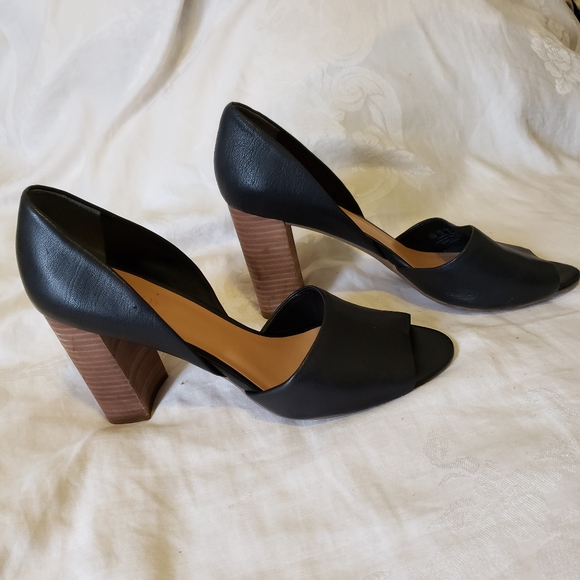 Vintage Franco Sarto Peep Toe Block Heel Leather Pump